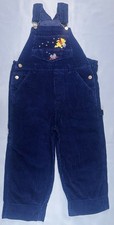 Vtg 90s Winnie The Pooh Corduroy Overalls Kids Bib Navy Blue Walt Disney Size 12