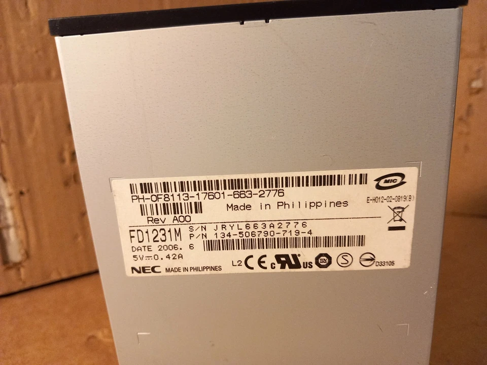 NEC FD1231M 134-506790-441-4 - 1.4MB 3.5" Floppy Disk Drive - Black - Image 4 of 4