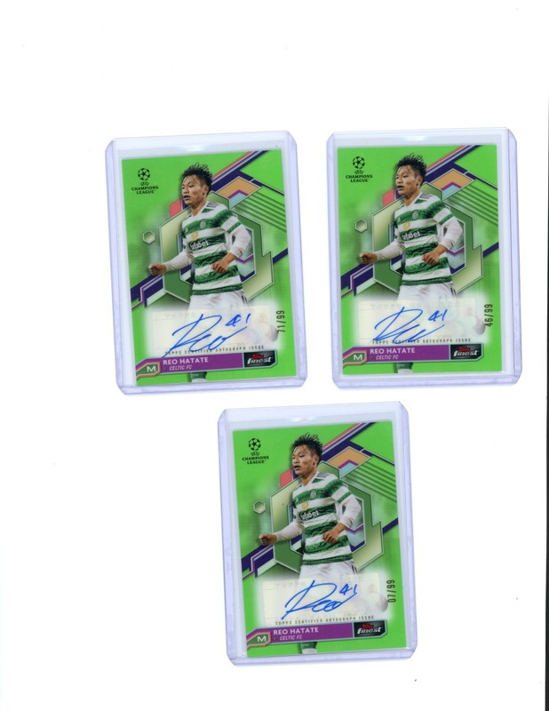 2022-23 Topps Finest UCC- Autographs Reo Hatate #A-RH (Green /99 x 3) + 11 Base