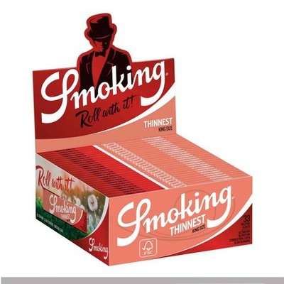 Cartine Smoking Thinnest Rosse Lunghe King Size Slim 50 Libretti Originali