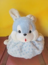 LAPIN RANGE PYJAMA NOUNOURS  PELUCHE VINTAGE BLEU et BLANC POIS CHAMBRE ENFANT 