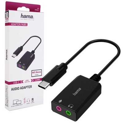 Hama USB-C Soundkarte auf 3,5mm Klinke Adapter für PC Notebook MacBook Tablet