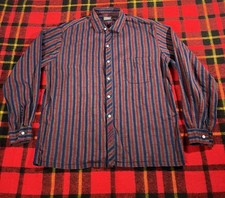 Vintage 1950s Mcgregor Loop Collar Striped Shirt Size L 16.5-17 Made In USA
