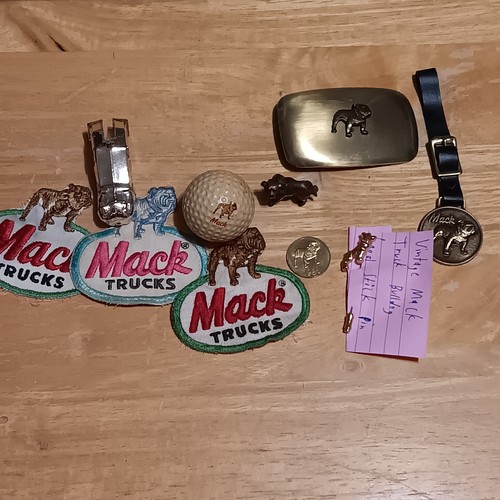 Mack Truck Bulldog Ornament, belt buckle, stick pin, patches, coin, Bronze dog