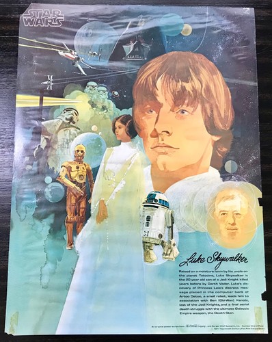 VTG 1977 Star Wars Poster Luke Skywalker Coca Cola Burger Chef 18 x 24