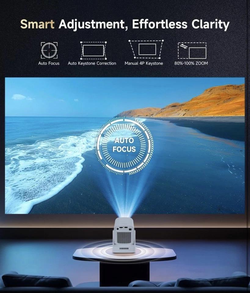 4K HD MINI Projector Native 1080P Bluetooth WiFi Beamer Home Theater 12000 Lumen - Image 3 of 4