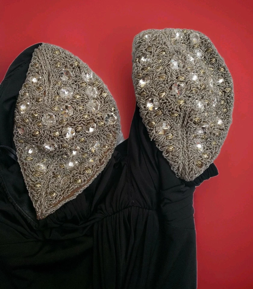 Vestido ABS Collection by Allen Schwartz negro cóctel adornado hombros 4 #1 Foto 4 de 4