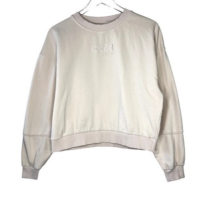 ONER Active Crewneck Pullover Sweatshirt MEDIUM Cream Beige Terry Lined