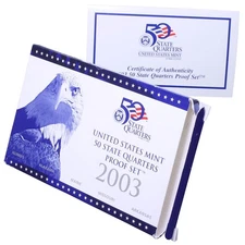 Empty Packaging Replacement Clad Quarter Proof Set Box & COA No Coins 2003