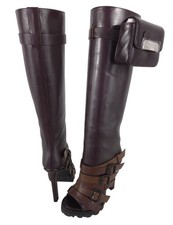 Dsquared2 Multi Buckle Lug Sole Tall Boots US 5.5 IT 35.5 Womens Brown 1895