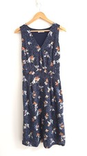 Marks & Spencer Womens Navy Mix Floral Sleeveless V Neck Dress Business -Sz 10