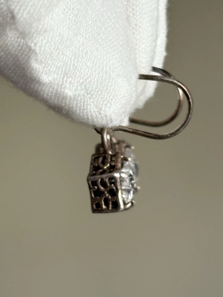 Silpada Sterling Silver CZ Star Earrings 925 Dangling 1” Drop Retired W1236 - Image 3 of 4