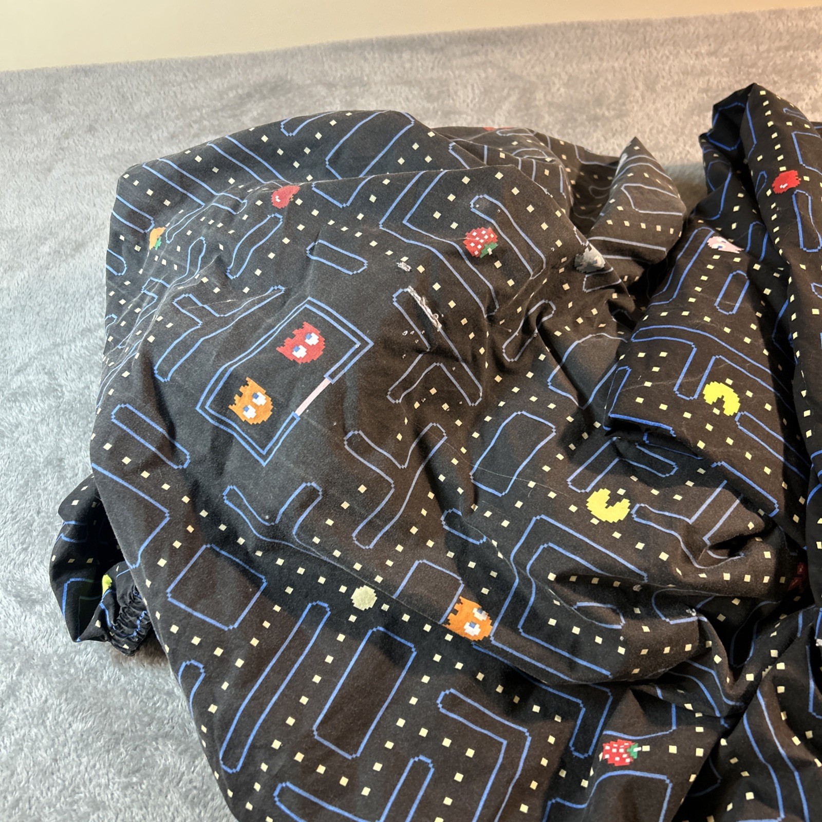 Pottery Barn Teen Pac-Man Sheets Twin XL Glow In The Dark Fitted Sheet Worn