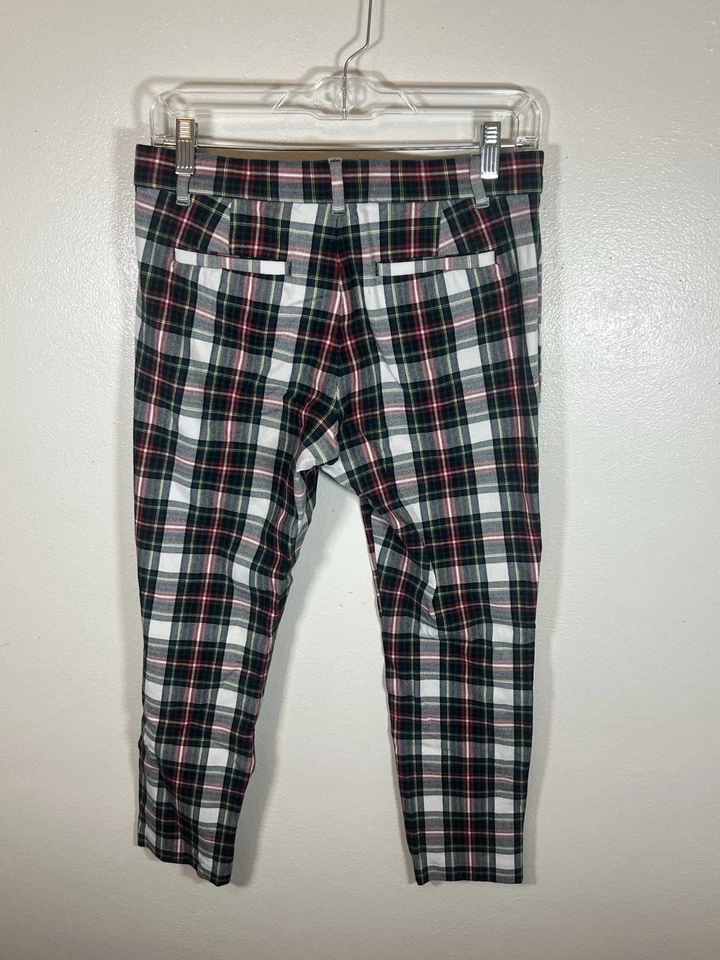 Pantalones de vestir a cuadros Gap Tarten para mujer talla 6 ajustados al tobillo blanco rojo verde Foto 4 de 4