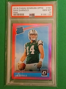 2018 Panini Donruss Optic Sam Darnold Pink PSA 10 Rated Rookie Jets