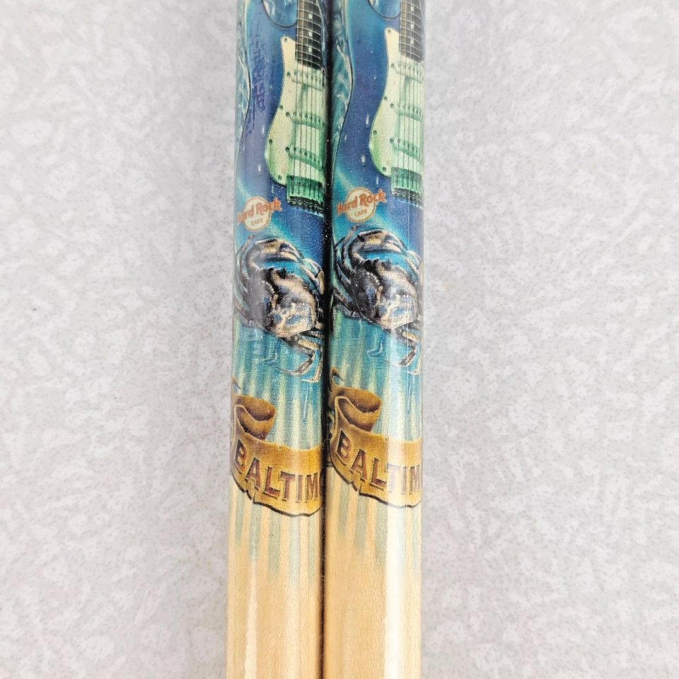 Hard Rock Cafe HRC 16" Matching Collectors Wood Drumsticks Art Stick Baltimore - Image 2 of 4