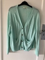 White stuff Fine Knit Blue Cotton/linen 2 Pockets Button Through Cardigan