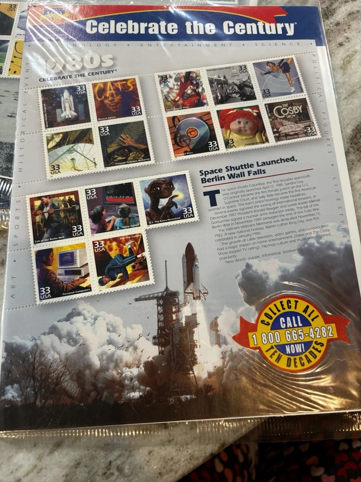 *STAMPS* Set of 10 Celebrate The Century 1900-1990 Full Collection Unopened  - Image 4 of 4