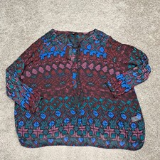 Lucky Brand Women's Long Sleeve Blouse Paisley Purple 1X