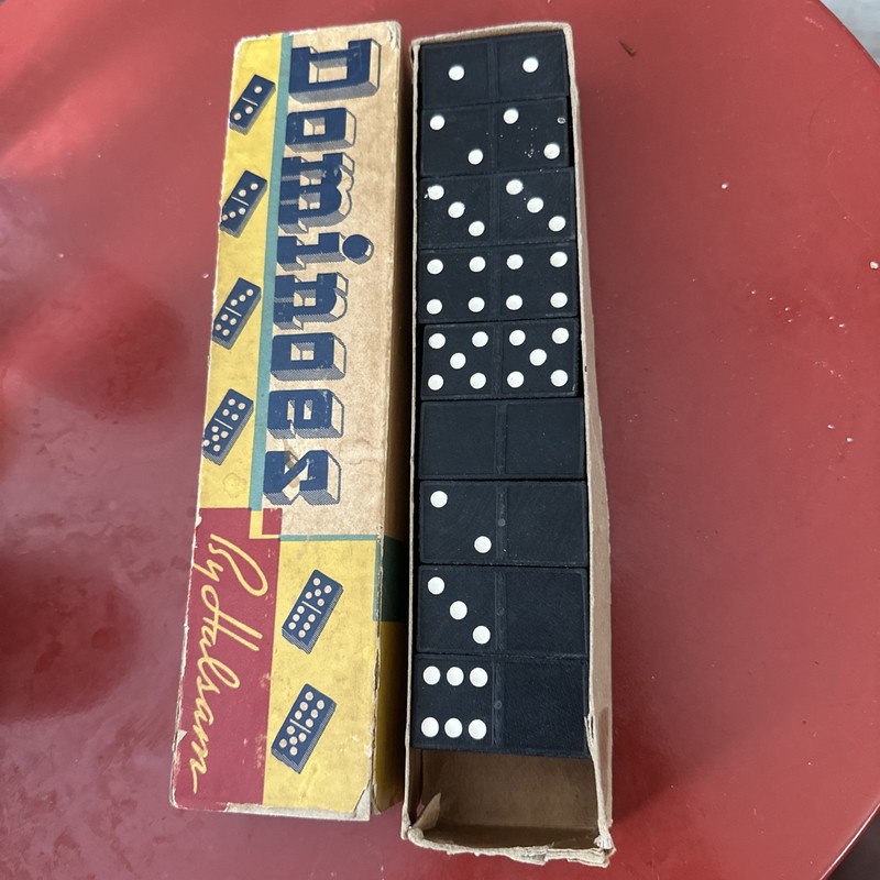 Vintage Set of Wooden Dominoes by HALSAM in Original Box