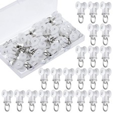 Curtain Track Roller Hooks Rail Pulleys Runners Plastic Ceiling Gliders 60 PCS