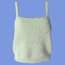 Fuzzy Knit Tank Top Womens Size Medium Mint Green Eyelash Cami Y2K Soft Girl