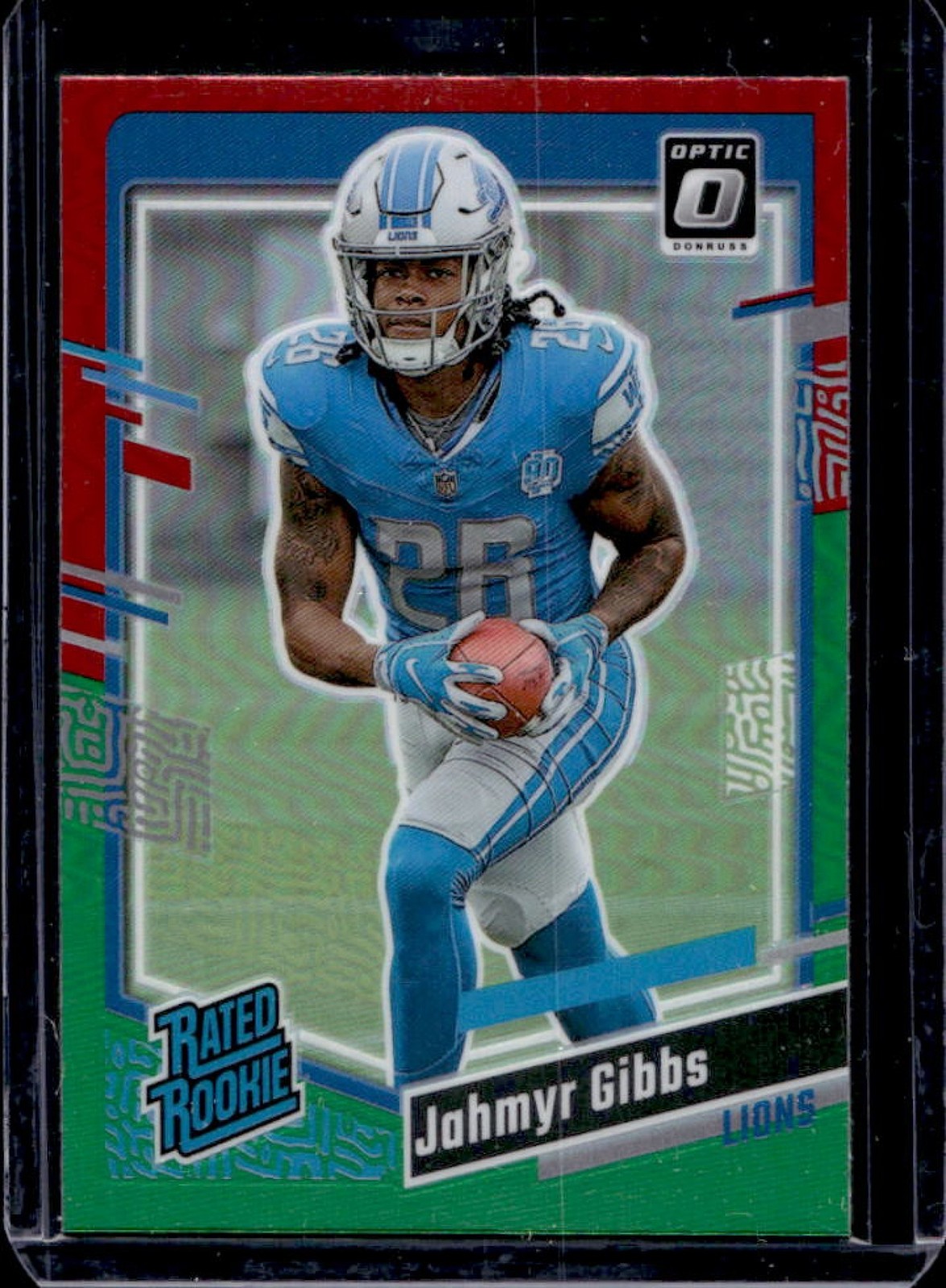 2023 Donruss Jahmyr Gibbs Optic Rated Rookie Preview Red & Green Prizm RC #331