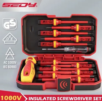 SEDY Profi VDE Schraubendreher Set 1000V   13-tlg. Magnetisch | Isoliert |...