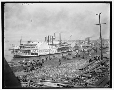 Photo:Memphis Tennessee James Lee Side Wheeler Levee Carts Wagons 1900s