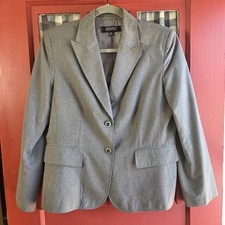 Kasper Women's Classic Gray Long Sleeve Button Front Blazer Jacket Size 14P