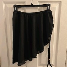 Natalie Dancewear High Low Black Ballet Wrap Skirt Size One Size Fits Most