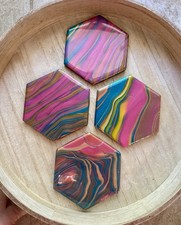 Acrylic Fluid Art Ceramic Hex 4.25 Tile Cork ...
