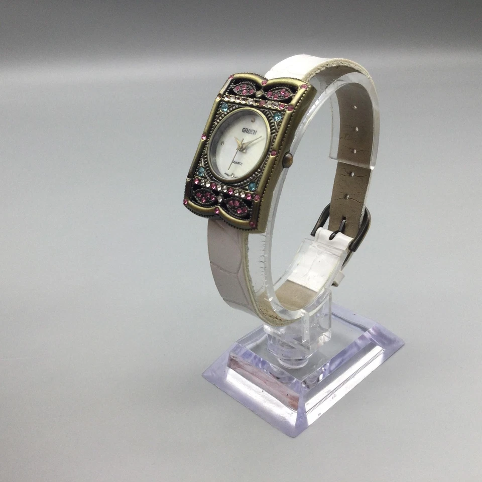 Reloj Gruen Bling Mujer 25mm Esfera MOP Cristal Estrás Batería Nueva Foto 4 de 4