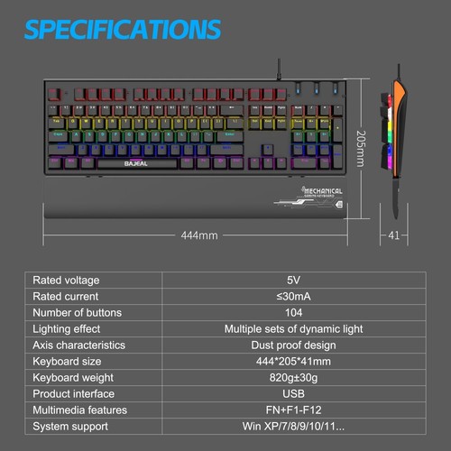 Manuelle Messabweichung Gaming Tastatur Mechanische Tastatur Kompaktes Design - Afbeelding 7 van 9