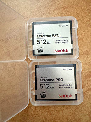 (2) SanDisk SDCFSP-512G-A46D 512gb CFast 2.0 Extreme Pro Memory Card