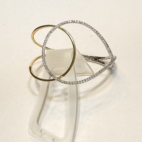14k 2Tone Gold 1.18ct Diamond Modern Hinged Bangle Bracelet - Picture 4 of 15