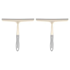 2pcs Shower Squeegee 9.6 Inch Cleaner Tool with Hole for Glass Window, Beige