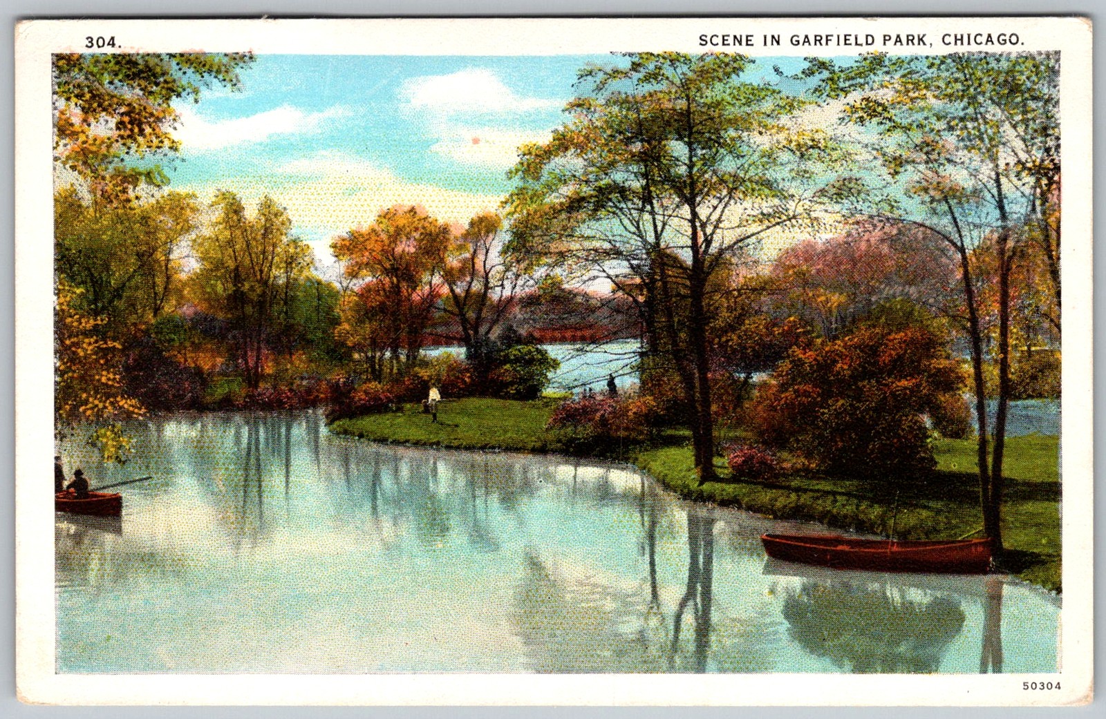 Antique Postcard Lagoon Boat Scene Chicago, IL 1910s