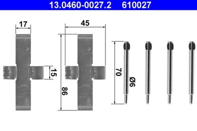 ATE Zubehörsatz Scheibenbremsbelag 13.0460-0027.2 für MERCEDES W123 S123 W115
