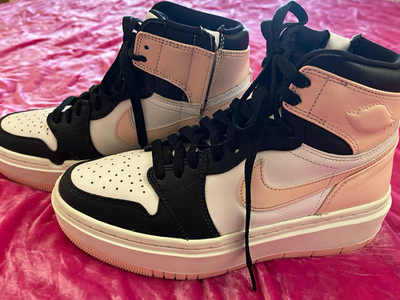Nike Women s DUNKS High Top platform Sneakers Pink Black White Lace-Up Zip