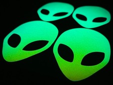 SUNSET OPAL Glow In The Dark ALIEN HEAD (Medium) Stickers Light Switch