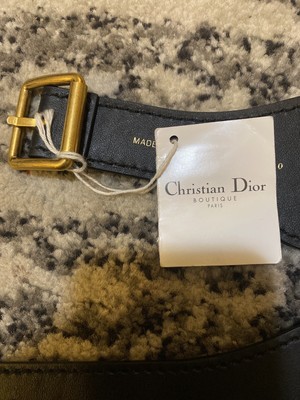 Christian Dior Embroidered Canvas Leather Black/Beige belt  display picture 1