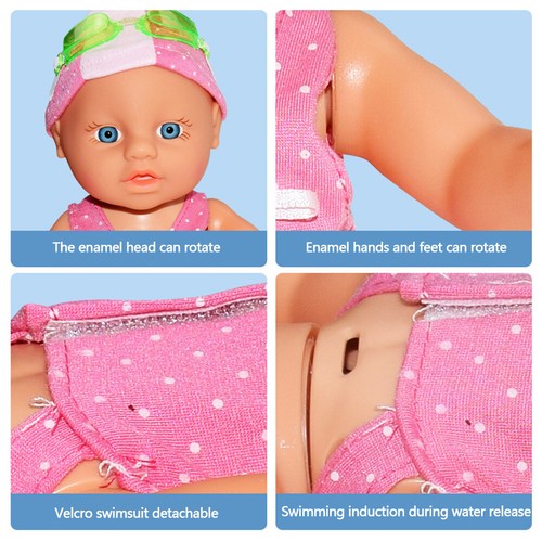 Schwimmpuppe süß wasserdicht Wasser Baby Puppe Kinder Badezimmer Badespielzeug für Mädchen - Bild 8 von 8