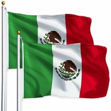 TWO PACK of 3' x 5' ft Polyester Mexican Flag MEXICO High Quality