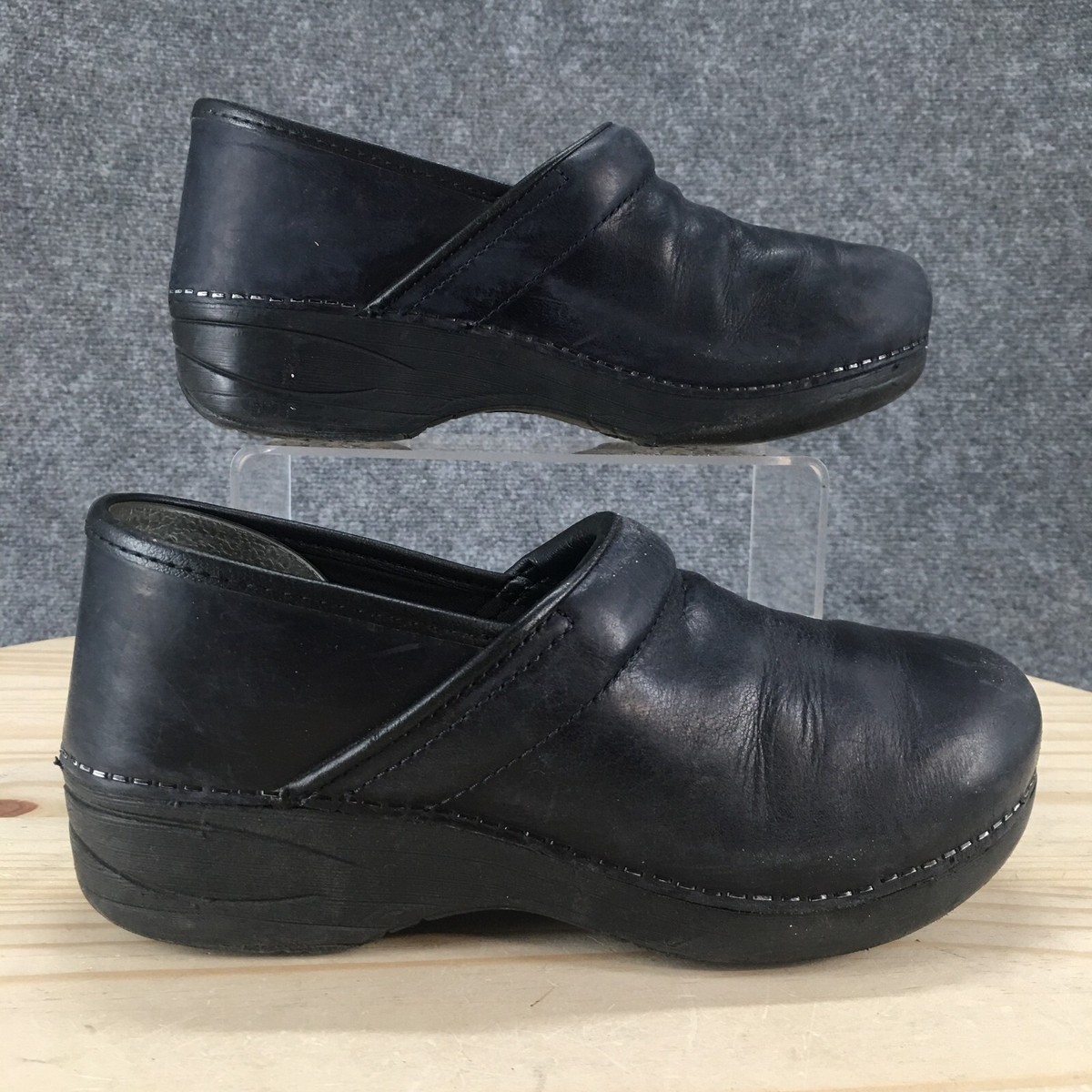 Dansko Shoes Womens 38 XP 2.0 Clogs Black Leather Slip On