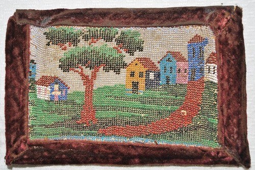 ANTIQUE VICTORIAN BEADWORK, MINIATURE SCENE DATED 1854, FOLK ART - Picture 9 of 9