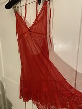 Avid Love Red Deep Lace Baby Doll Chemise & Matching Thong 3xl New