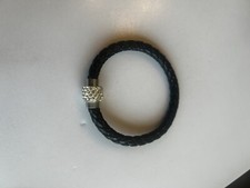 Leather Clear Rhinestone Magnetic Closure Bracelet
