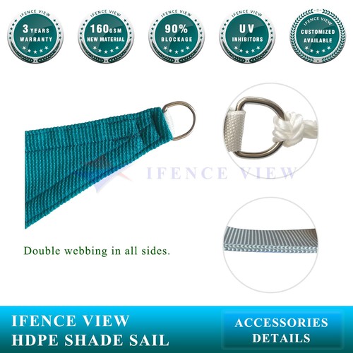 Ifenceview Turquoise/Green 14'x14'-14'x48' Rectangle Sun Shade Sail Patio Awning - Picture 40 of 181