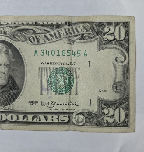 1977 (A) $20 Twenty Dollar Bill Federal Reserve Note Boston - Picture 3 of 4